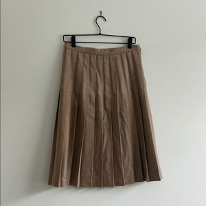 Tan Knee-Length A-Line Pleated Skirt for Work